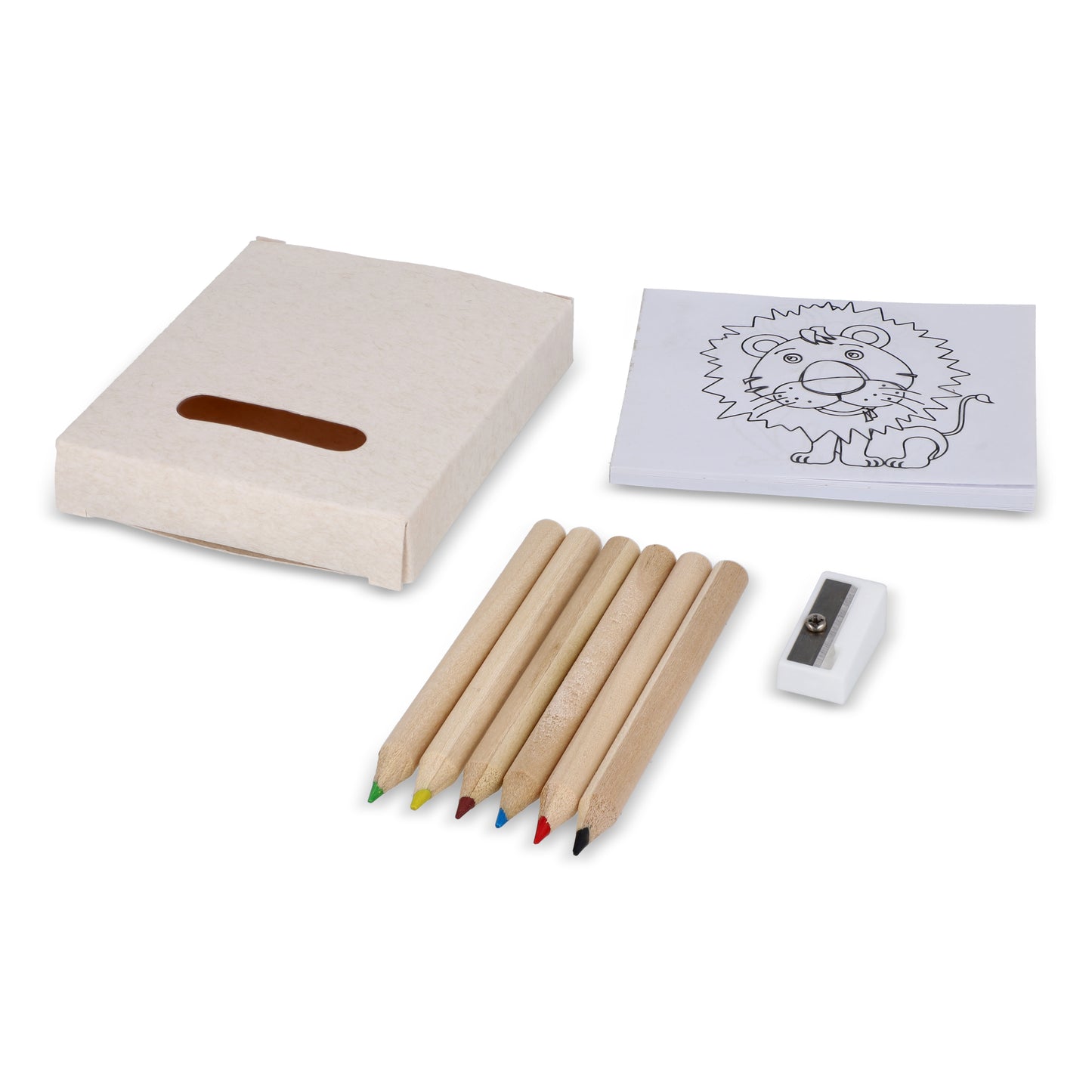 6 Buntstifte in einer Box aus recycelten Milchkartons