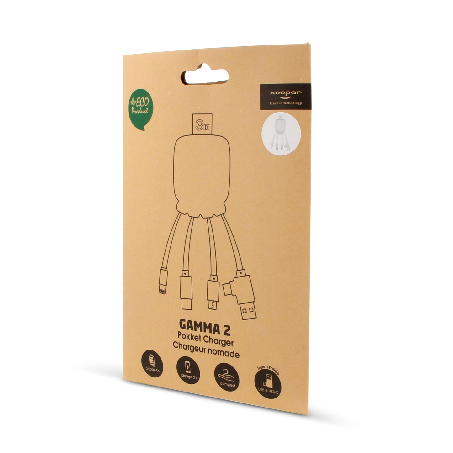 LT 41410  3192 | Xoopar Octopus Gamma 2 Powerbank with Bio Charging cable 3000mAh