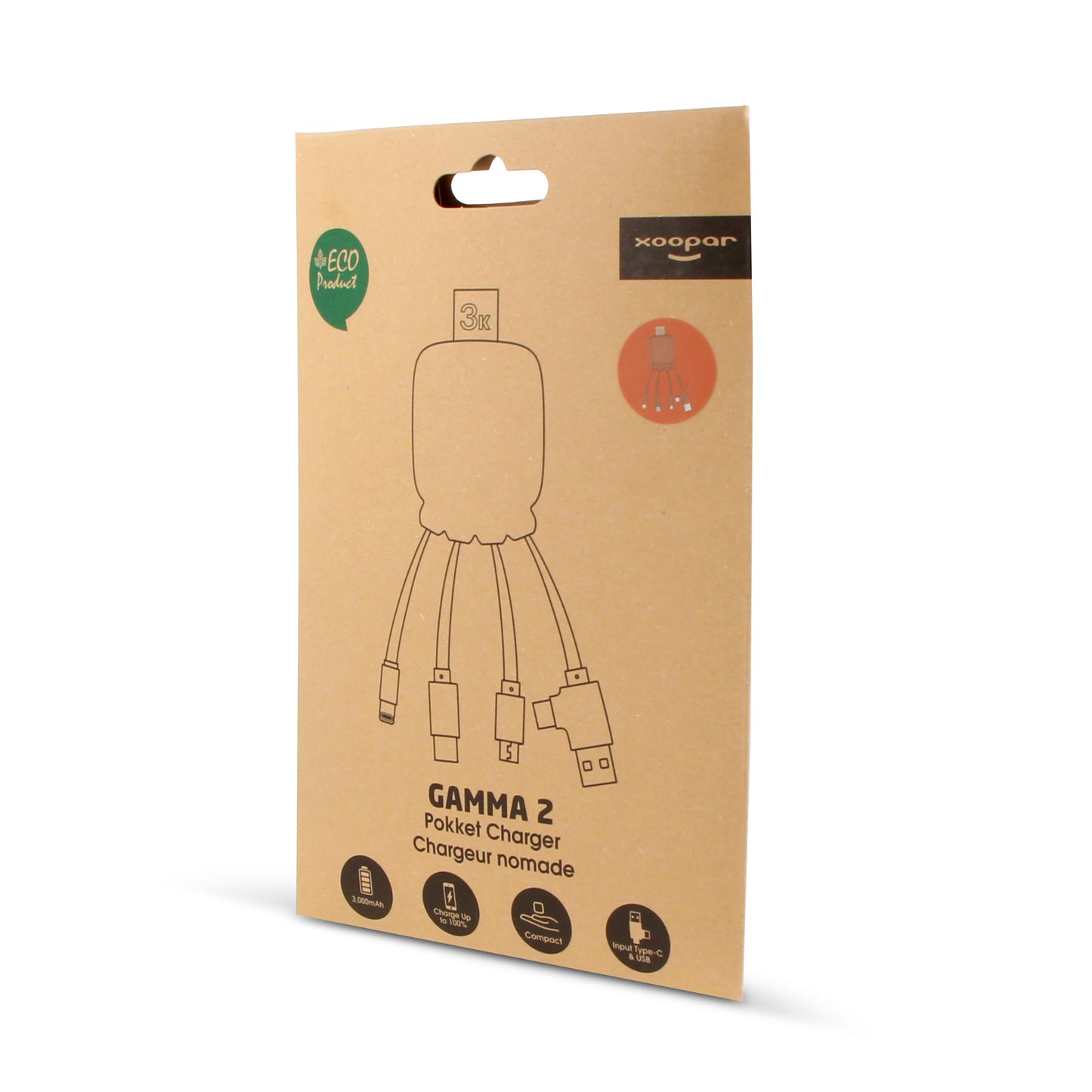 LT 41410  3192 | Xoopar Octopus Gamma 2 Powerbank with Bio Charging cable 3000mAh