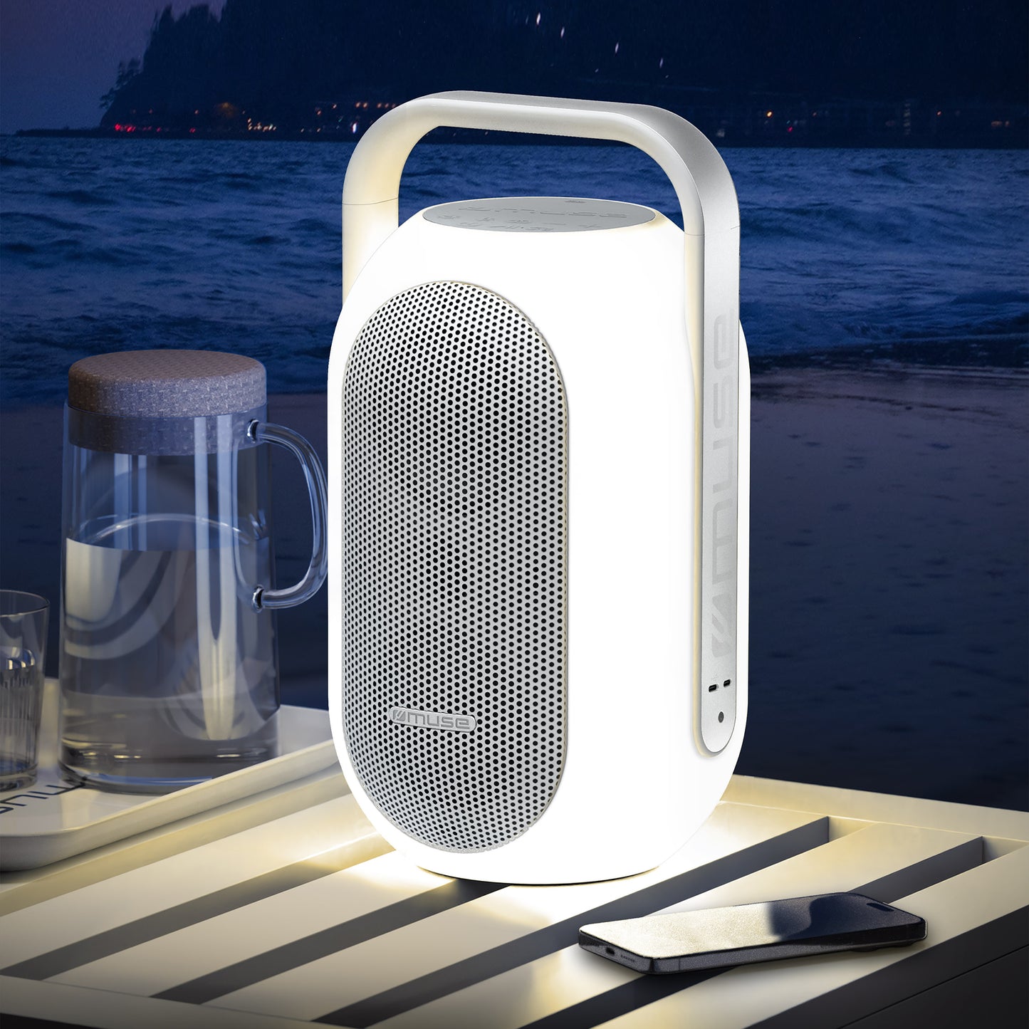 ML-625 | Muse Bluetooth-Lautsprecher mit Ambientebeleuchtung, IPX4.