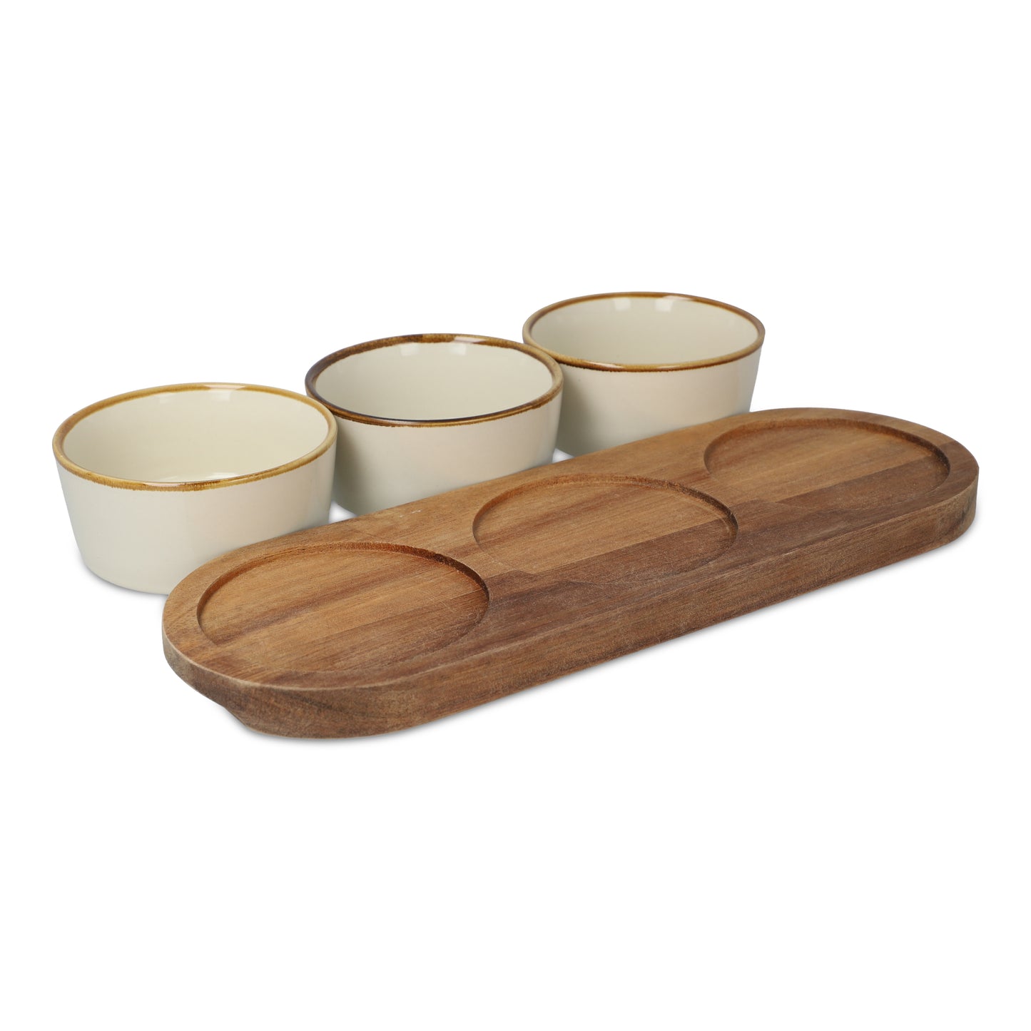 LT 57208  InSideOut Holzständer mit 3 runden Keramikschalen