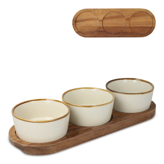 LT 57208  InSideOut Holzständer mit 3 runden Keramikschalen