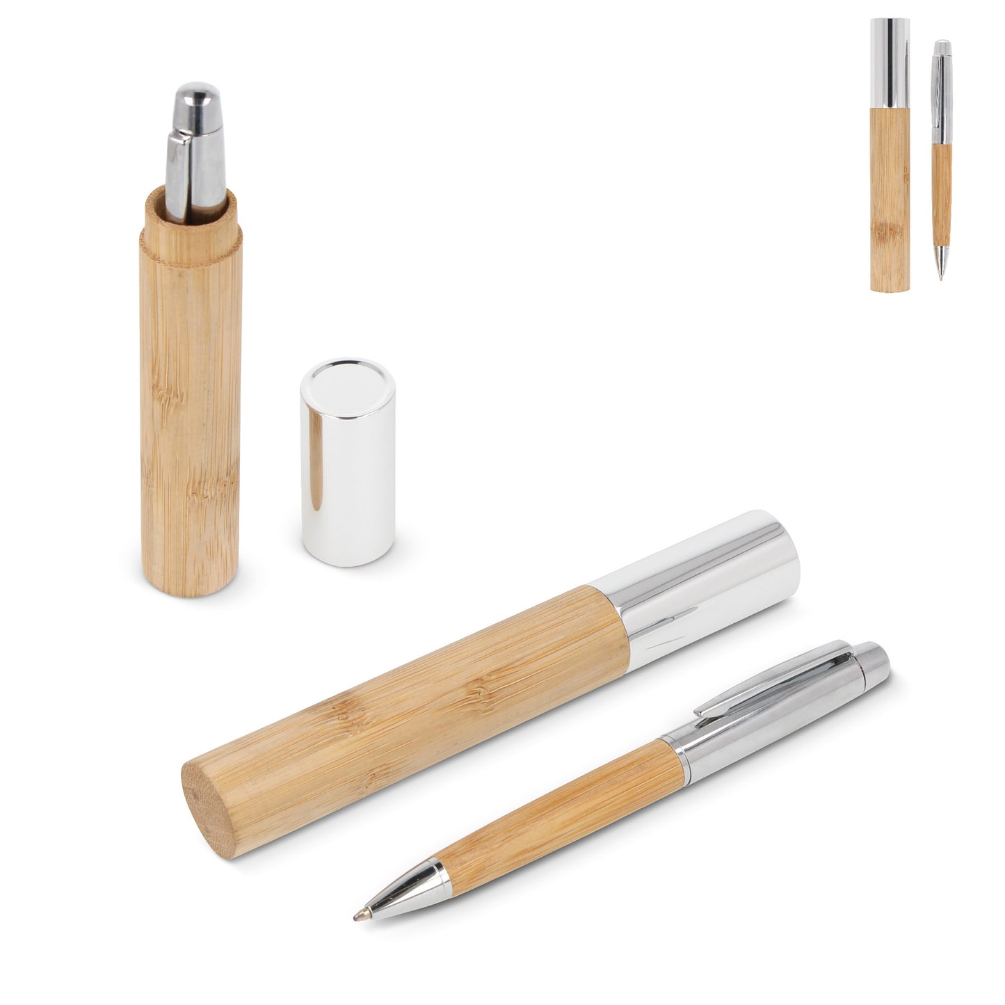 Metall-Kugelschreiber in Bambusröhre