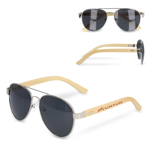 LT86726  Aviator-Sonnenbrille mit Bambusbügeln.