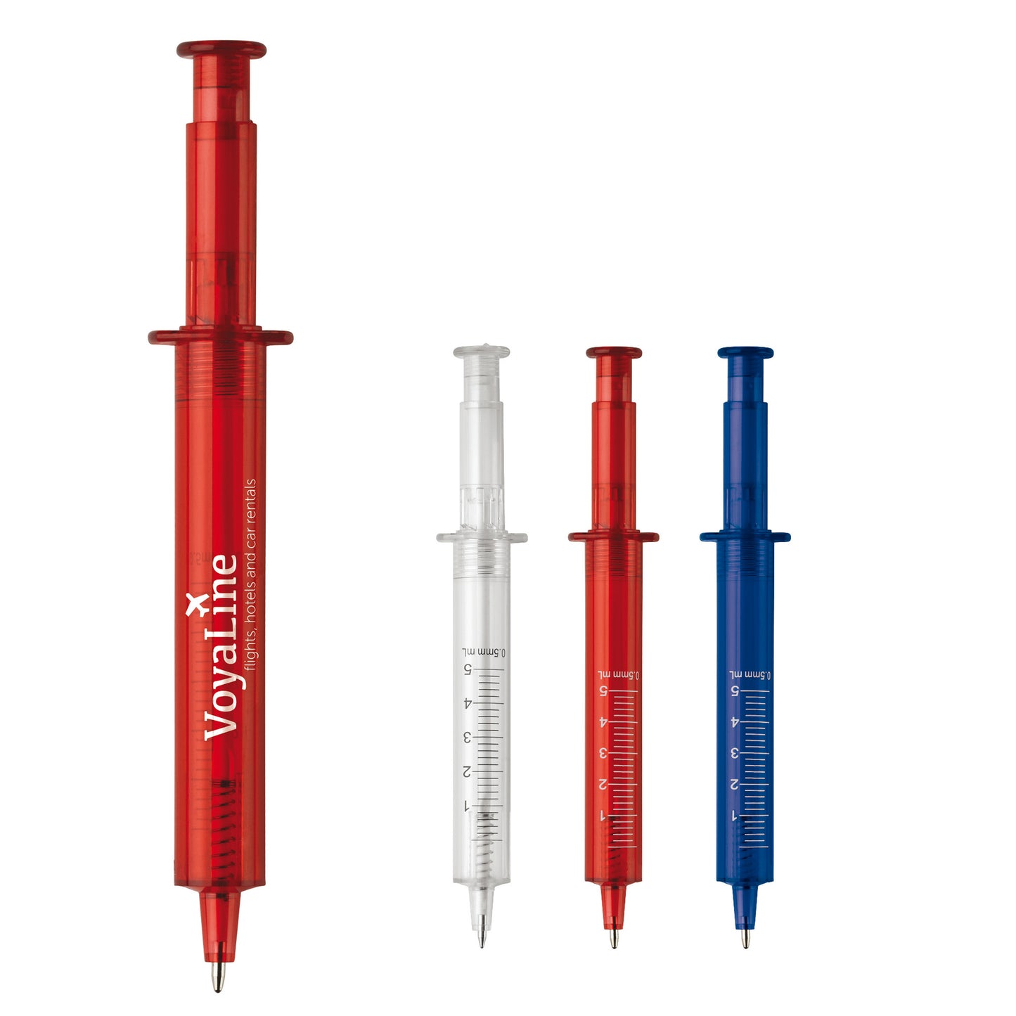 Injektionsspritzen-Kugelschreiber transparent