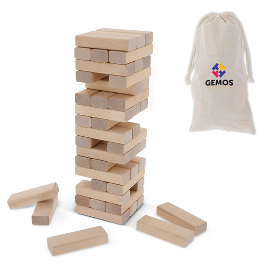 LT90776  Holz-Turmspiel im Baumwollbeutel.