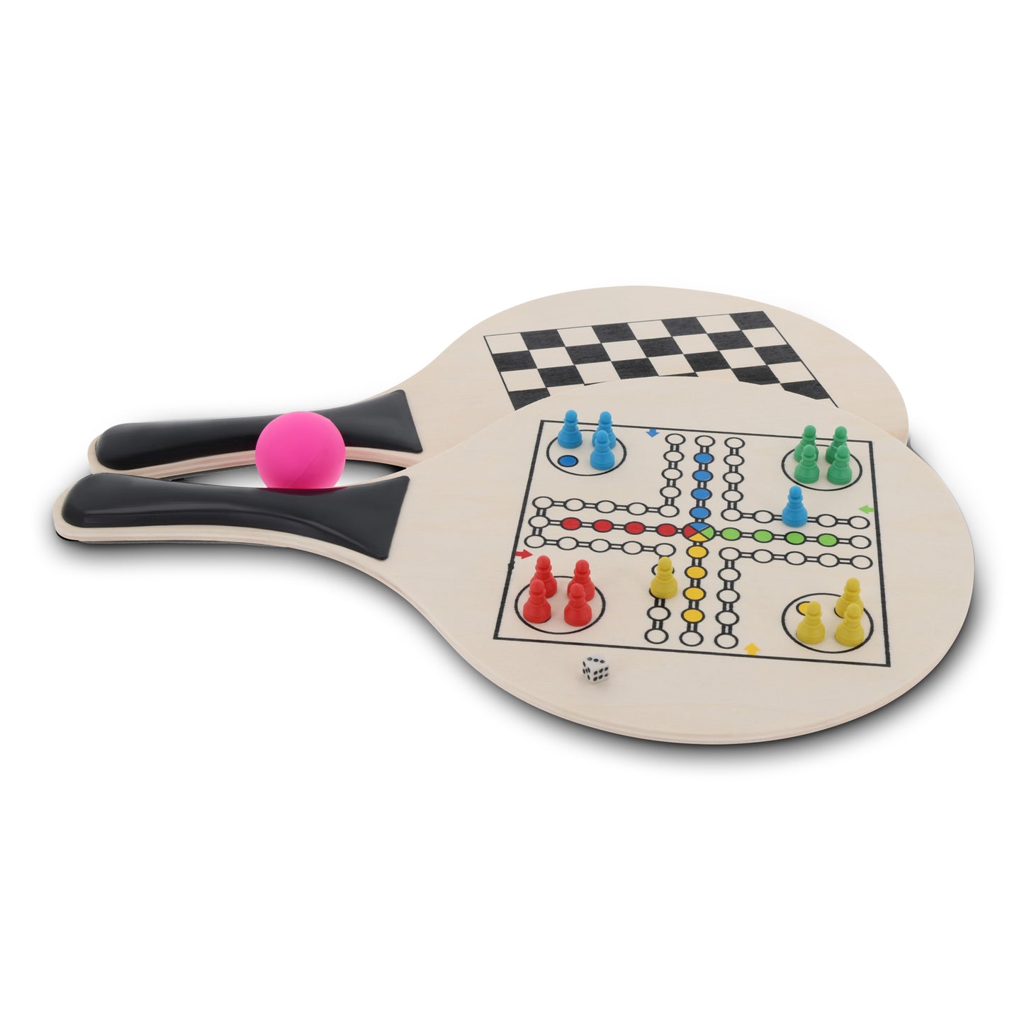 LT90781  MDF-Strandtennis-Set mit integrierten Brettspielen.