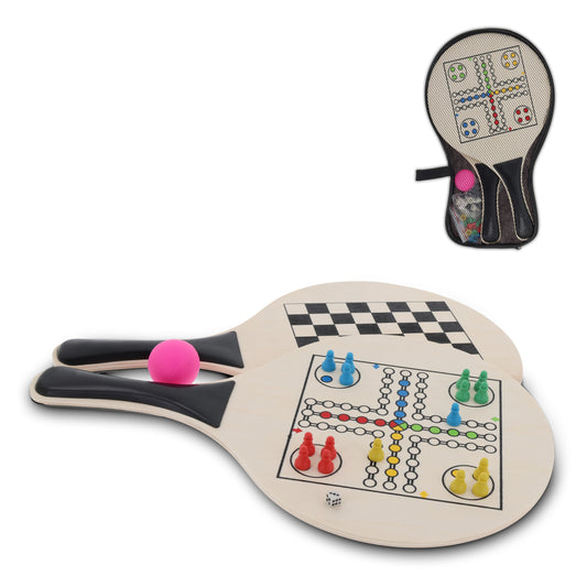 LT90781  MDF-Strandtennis-Set mit integrierten Brettspielen.