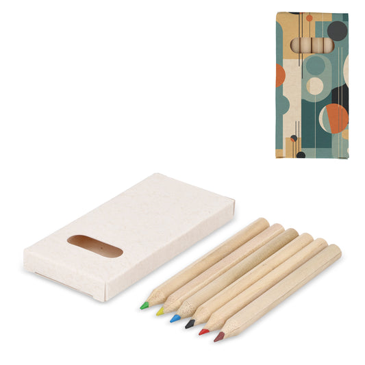 6 Buntstifte in einer Box aus recycelten Milchkartons