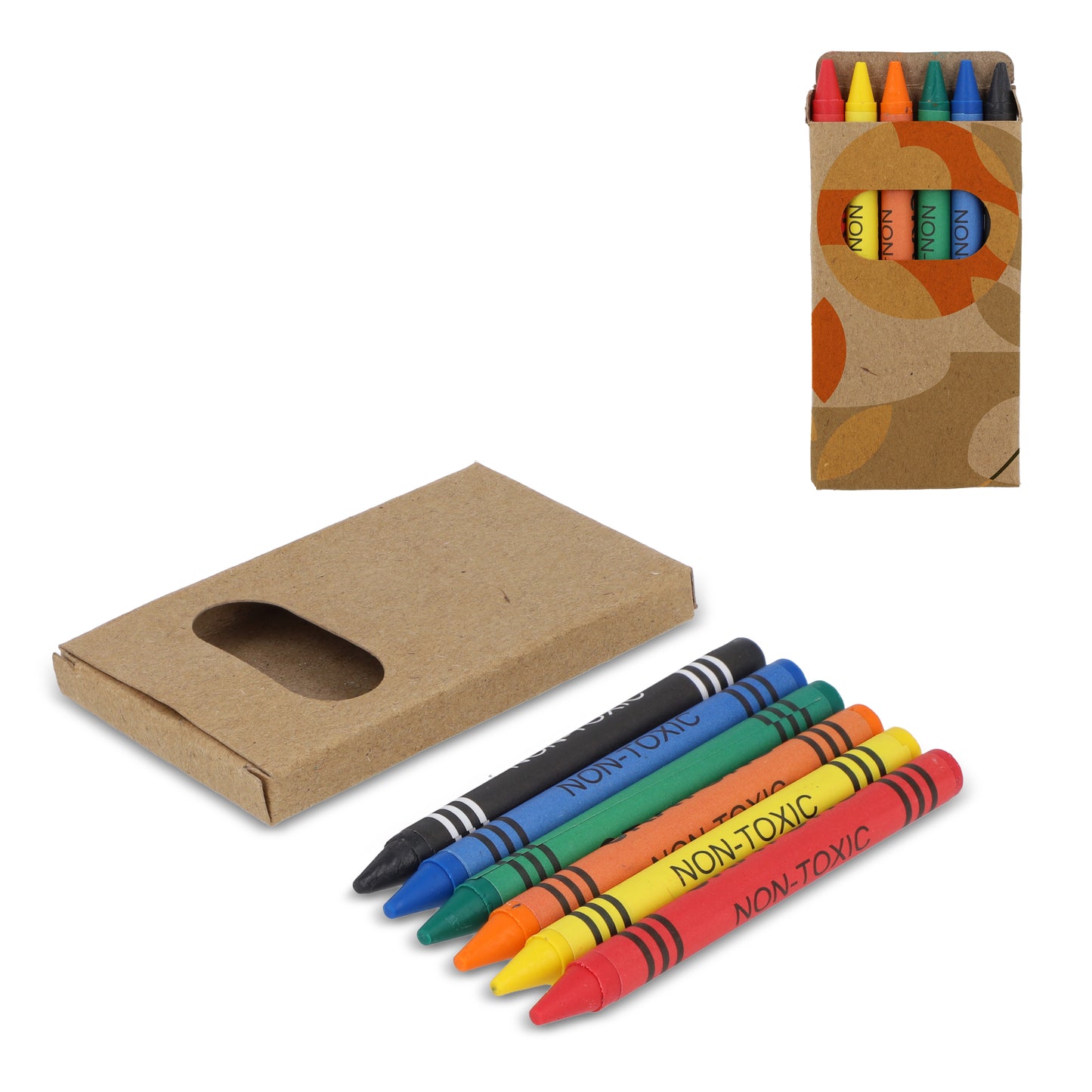 6 Wachsmalstifte in Kraftpapierbox