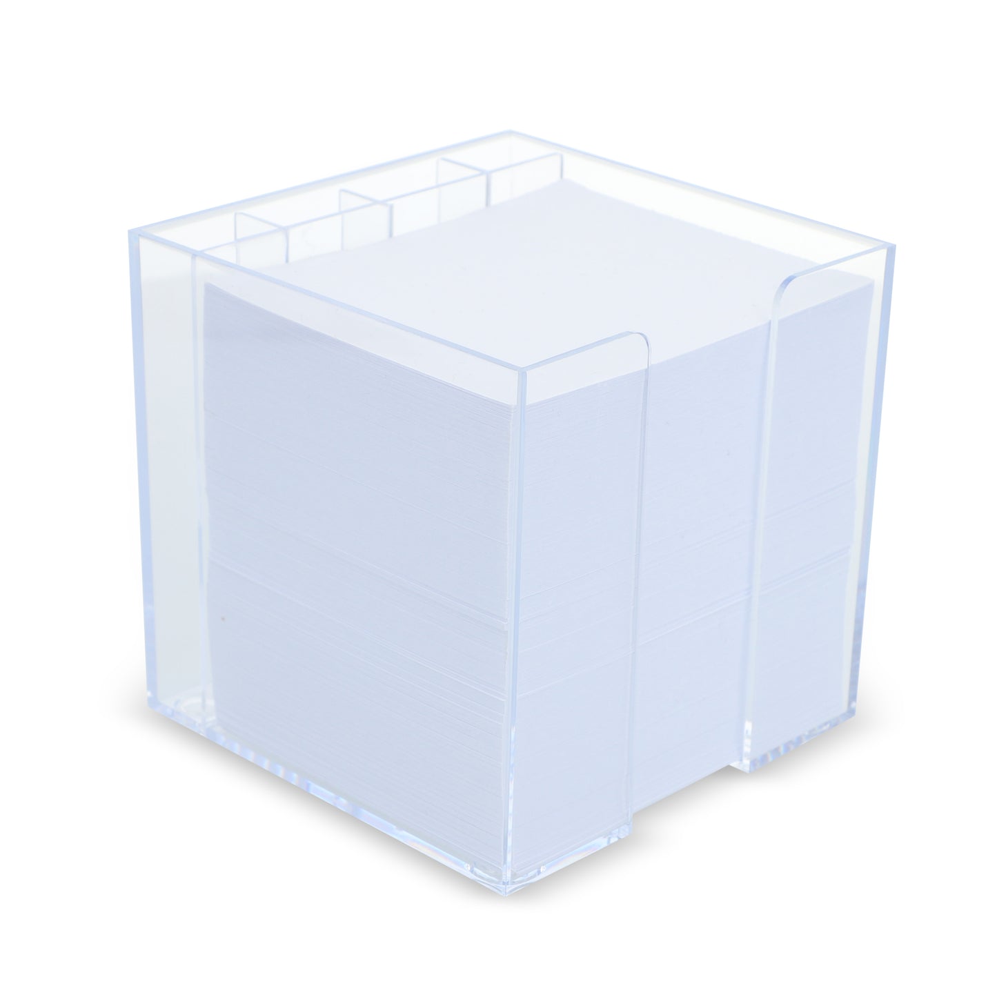 LT91767  Papierblock (10×10×10 cm) in einer würfelförmigen Box mit Fächern für Bürobedarf