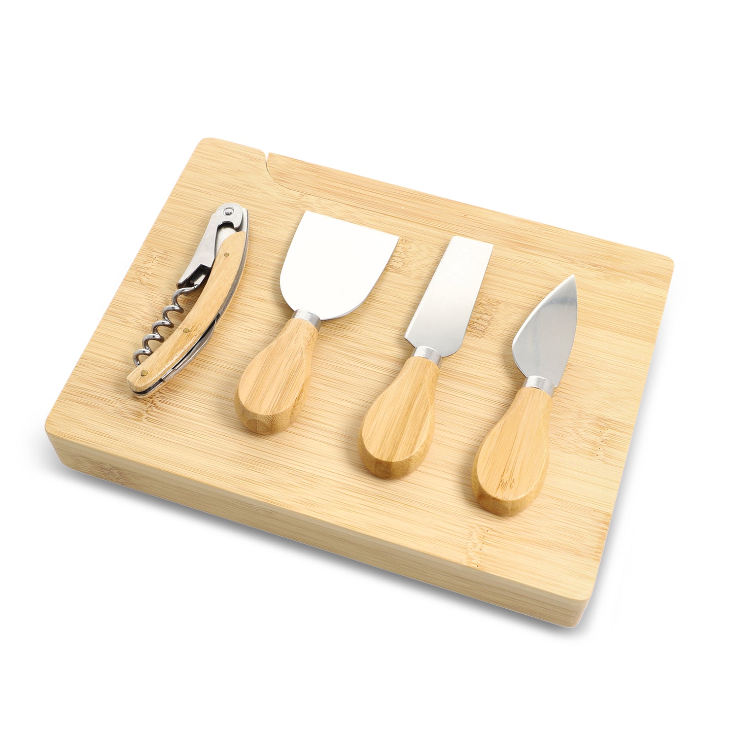 LT 94495  4er-Set für Käse und Wein aus Bambus