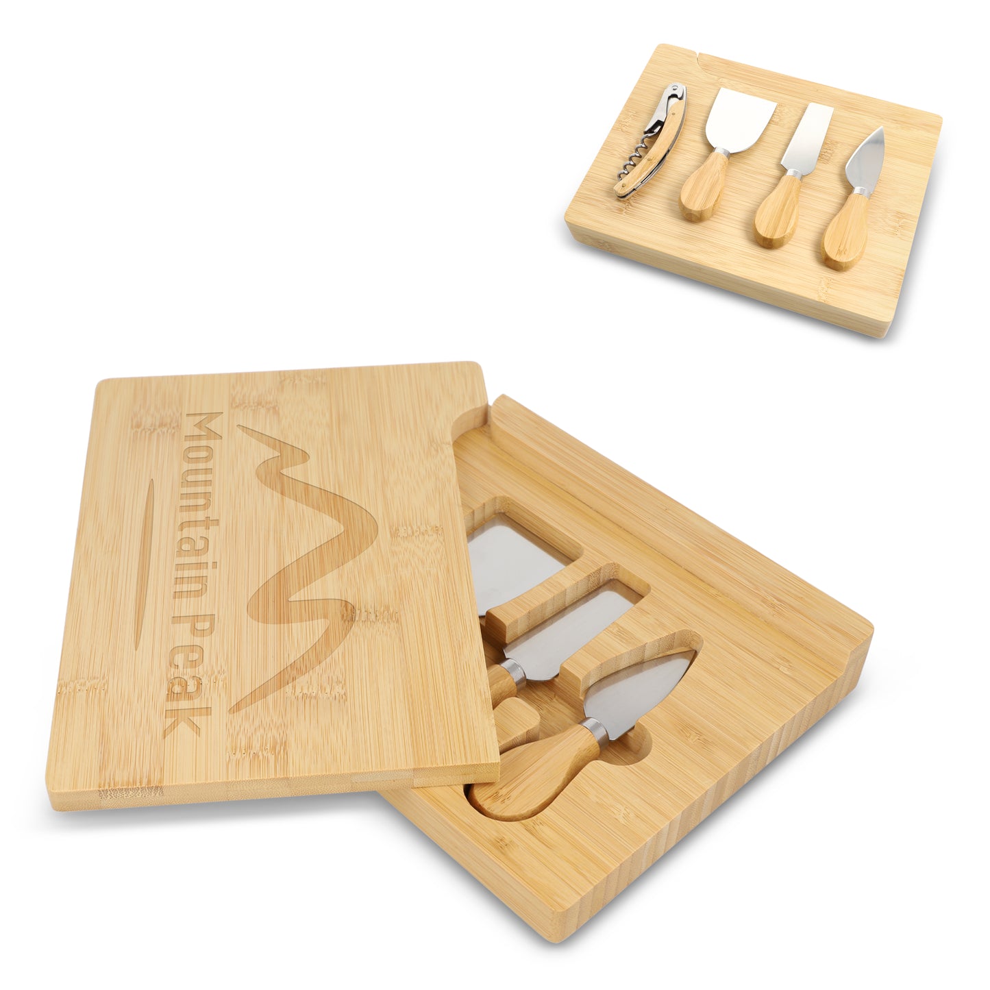 LT 94495  4er-Set für Käse und Wein aus Bambus